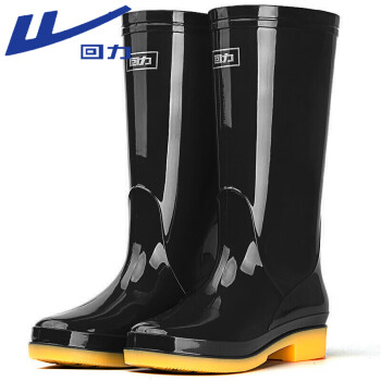 回力雨鞋女时尚户外下雨天防水雨靴水鞋耐磨胶鞋6813黑色高筒37