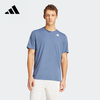 ADIDAS阿迪达斯网球服男上衣短袖T恤运动跑步体恤IY3218 蓝色 M 
