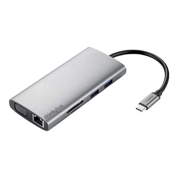 ThinkPad联想Type-C扩展坞USB-C转HDMI和VGA转接器USB分线器千兆网卡PD快充SD/TF读卡器笔记本拓展坞LC10