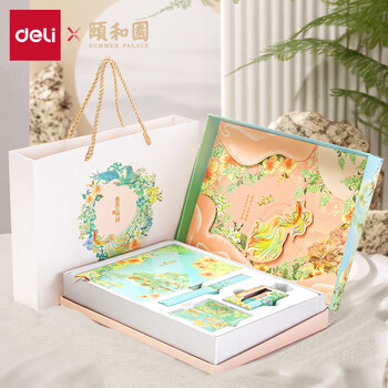 得力（deli）颐和园联名春风正得颐手账礼盒套装(精美记事本/中性笔/和纸胶带)送礼SZ627