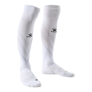 卡尔美（KELME）成人足球袜长筒加厚防滑毛巾底运动高筒袜子  白黑  L