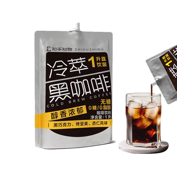 知乎知物冷萃黑咖啡0糖0脂肪大容量1升直饮装美式无糖即饮低苦咖啡*1袋