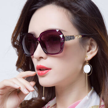 Suptmv时尚网红2024新款高清显瘦太阳镜女眼镜墨镜遮阳防晒 雨生花透明紫