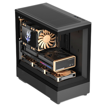 爱国者（aigo）星璨岚 小岚黑色 游戏电脑台式主机箱 垂直风道风冷/M-ATX主板/240水冷/270°海景房/5090显卡