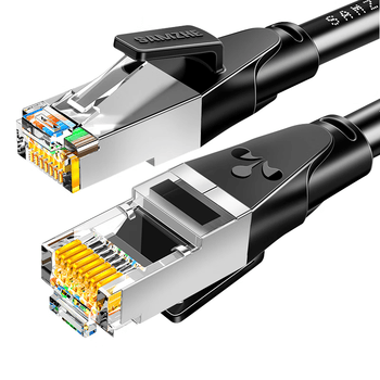山泽 六类网线 CAT6类千兆网络连接线 工程家用电脑宽带8芯双绞金属屏蔽头成品跳线 黑8米 GWD6080