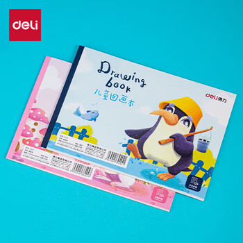 得力（deli）10本20张儿童空白图画本幼儿园小学生美术绘画本画画本儿童涂鸦本252*179mm蓝色学生开学新年礼物