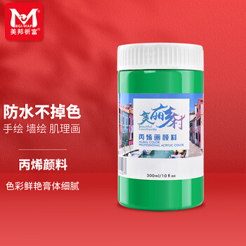 美邦祈富（BGI-WAPM）丙烯颜料300ml淡绿外墙内墙防水防晒不掉色木头石头上色肌理画diy材料美丽乡村系列A8056美育工具