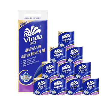 维达（Vinda）有芯卷纸 蓝色经典4层160克*10卷 厚韧大分量 卫生纸厕纸 卷筒纸