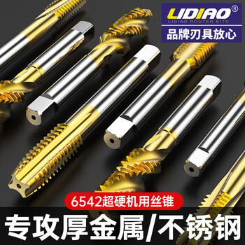 丽雕（LiDiao）镀汰机用丝锥丝攻不锈钢专用攻丝钻头螺旋先端直槽m4m8m10m12