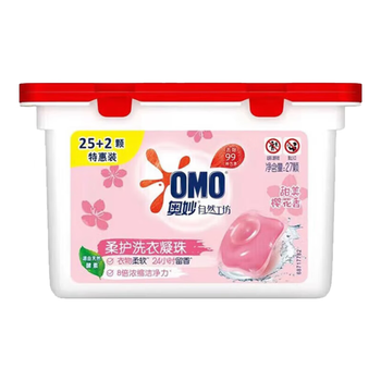 奥妙 洗衣凝珠 自然工坊樱花柔护216G 共27颗 柔顺护手+湿巾1片装