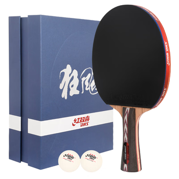 红双喜（DHS）乒乓球拍NO.6狂飚横拍双面反胶附拍包+乒乓球