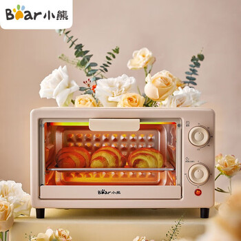 小熊10L电烤箱多功能家用独立控温控时杏色 DKX-F10M6 