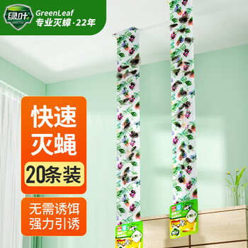 绿叶粘蝇板粘蝇条 粘苍蝇彩带 粘飞虫挂条70cm*20条装