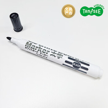 TANOSEE乐如诗日本进口可擦白板笔记号笔办公文具会议教学学生用品易擦大号圆头黑色3支装TS-WBLBG-B