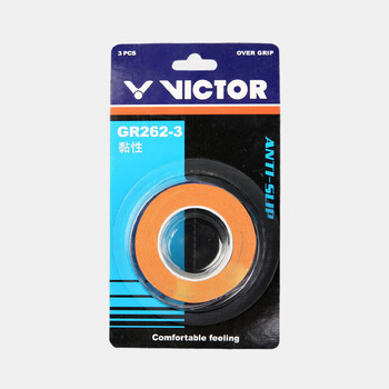 VICTOR威克多羽毛球拍手胶吸汗防滑拍胶外握把胶GR262-3橙色3条装