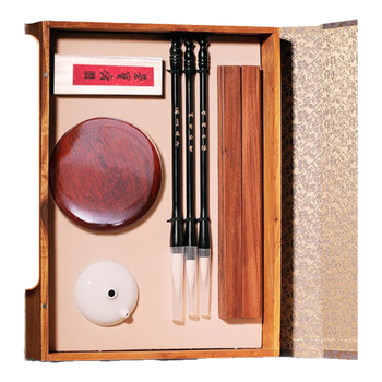 荣宝斋 文房四宝套装 毛笔墨纸砚全套 镇尺水滴墨锭砚台 高档书法收藏精品礼盒 文人雅客