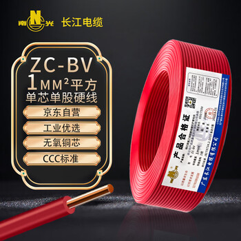 南光电线电缆 ZC-BV-1平方 国标无氧铜单芯家装阻燃硬线 100米广东长江（南光牌）