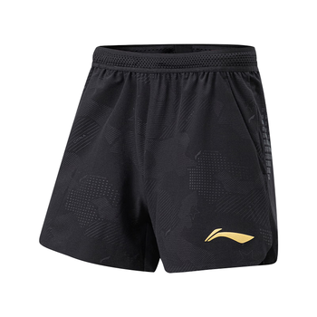 李宁（LI-NING）乒乓球服短裤男款宽松舒适大赛服球衣训练运动服 黑色 3XL 