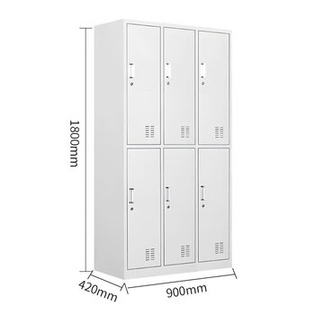 施尔福 更衣柜铁皮柜员工宿舍柜存包柜带锁鞋柜储物柜常规款六门更衣柜
