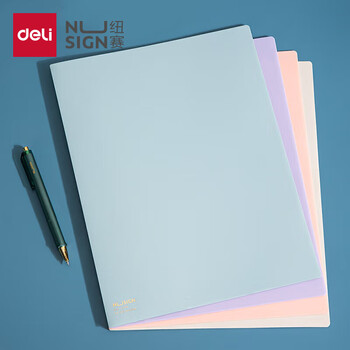 纽赛(NUSIGN)A4透明四层文件袋文件套 加厚L型文件夹 开口塑料单片夹侧入式插页袋 6个装NS185(颜色随机）