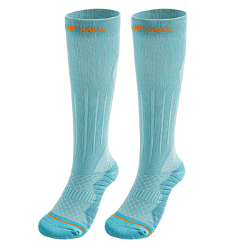 匹克成人加厚速干足球袜长筒训练压力袜护腿防护压缩袜09湖蓝