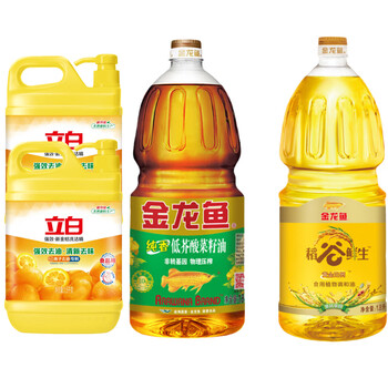 立白强效新金桔【洗洁精1.5kg*2瓶】+低芥酸菜籽油+调和油 1.8L*2瓶