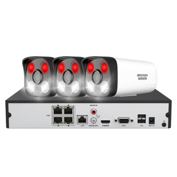 HIKVISION海康威视摄像头监控套装3路400万红外全彩摄像机室内室外网线供电语音对讲无硬盘B14HV3-LT