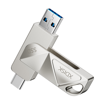 小盘(XDISK)512GB移动固态U盘USB3.2 Gen2 Type-C双接口M8亮银高速U盘大容量读速550m/s电脑手机U盘