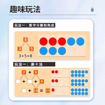 Touch Fish 十格阵教具双色计数圆片分解与组成小学数学20以内加减运算 十格阵计数圆片教具（40片装）