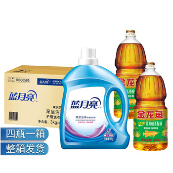 金龙鱼【洗衣液+食用油】洗衣液3kg*4瓶整箱+低芥酸原香菜籽油1.8L*2瓶