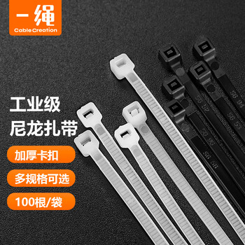 CABLE CREATION一绳DZ126工程自锁式尼龙扎线带强韧性束线带电脑主机装机收纳理线绑线带卡扣3.6x300mm黑白各50条