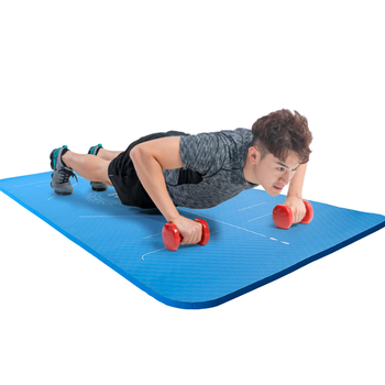 李宁（LI-NING）瑜伽垫10mm隔音减震专业体位线防滑初学男女健身垫子736蓝