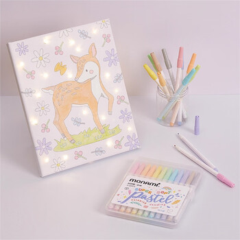 慕那美（monami）SuperPastel水性笔水彩笔勾线笔学生画画手账涂色0.7柔和系12色套装04045Z12水彩笔