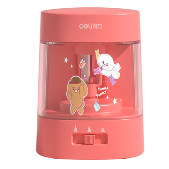 得力（deli）电动卷笔刀 刀芯升级 省力耐用 多功能削笔机/削笔器削笔刀儿童学生文具考试开学生日礼物复古红