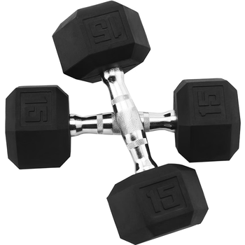 PROIRON普力艾 包胶哑铃男士家用哑铃健身六角环保无味哑铃套装 15磅*1对