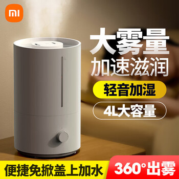小米加湿器2 卧室家用办公室桌面 迷你低噪空气加湿 银离子材料 上加水 4L大容量MJJSQ06DY