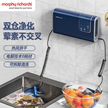 摩飞电器(Morphyrichards)双仓果蔬清洗机 65°热风烘干 99.99%杀菌消毒 荤素分类净化机 家用蔬果去农残神器 MR2061 轻奢蓝