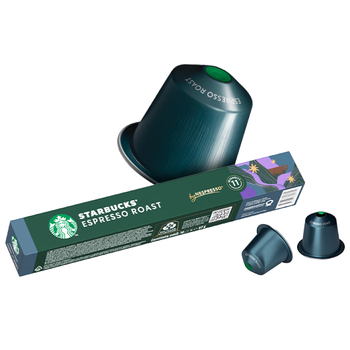 星巴克（Starbucks）胶囊咖啡 意式浓缩重烘黑咖啡 5.7g*10颗 适配Nespresso胶囊机