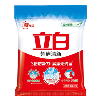 立白 洗衣粉超洁清新粉408g深层去污温和不伤手持久留香+手帕纸1包