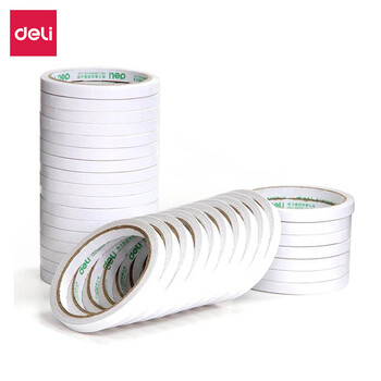 得力（deli）高粘性棉纸双面胶带 强力双面胶 办公用品 （12mm*10y）20卷  30405