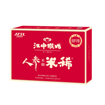 江中猴姑米稀人参米糊15天装养胃早餐猴菇流食中老年人营养送长辈礼盒450g