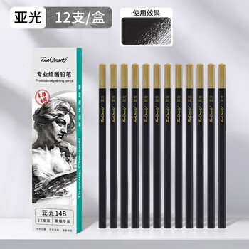 Touch mark素描铅笔炭笔12支亚光美术生绘画专用软性碳笔学生绘图考试画画套装初学者考试画画专用开学季