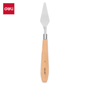 得力（deli）美术刮刀3#尖头水粉丙烯油画刮刀颜料调色刀不锈钢3号弯颈大号73902-3国庆出游礼物学生国庆出游