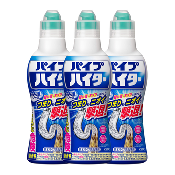 花王（KAO）管道疏通剂强力溶解500g*3 下水道疏通剂厨房地漏防堵除臭神器