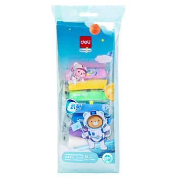 得力(deli)12色超轻粘土 黏土彩泥橡皮泥儿童手工DIY玩具美术男孩女孩儿童开学毕业文具生日礼物袋装 