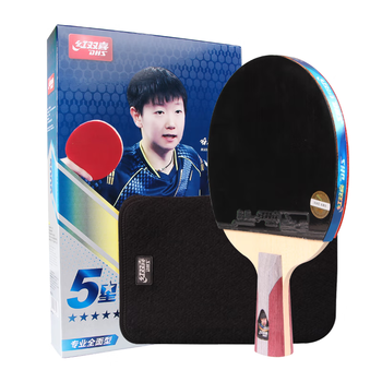 红双喜（DHS）狂飙五星直拍双面反胶皮全能型乒乓球拍H5006 含拍套乒乓球