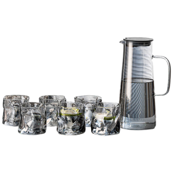 餐将军玻璃冷水壶套装一壶六杯高硼硅耐高温1500ml冷水壶套装不带托盘