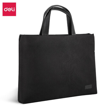 得力（deli）公文包 事务包 文件保护 便携涤纶手提袋电脑包 黑色横款 63752