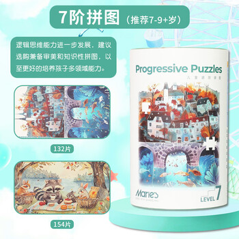 马利牌儿童套装进阶拼图早教智力开发儿童小学生-儿童进阶拼图-7阶美术写生女孩生日礼物