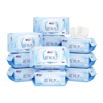 心相印EDI超纯水湿巾80片*12包 手口湿纸巾 温和不含酒精 家庭囤货